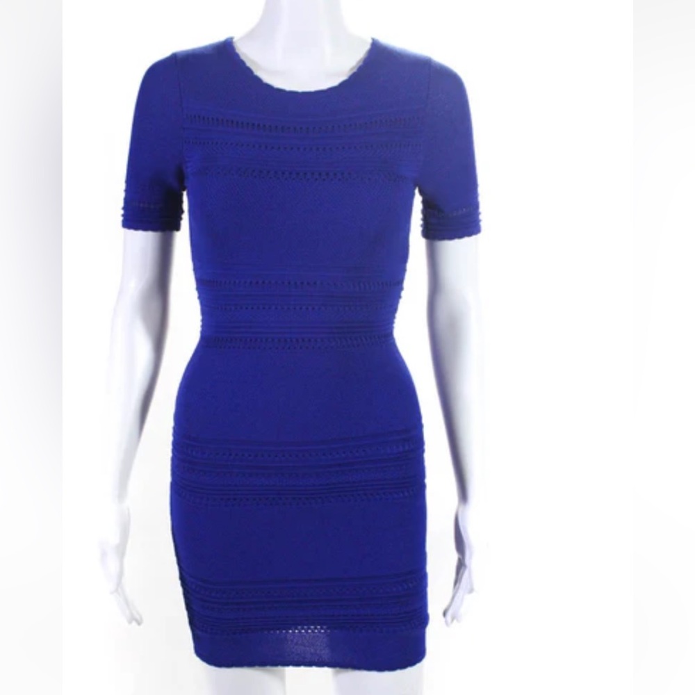Torn by Ronnie Kobo. Beautiful cobalt blue knit dress with design